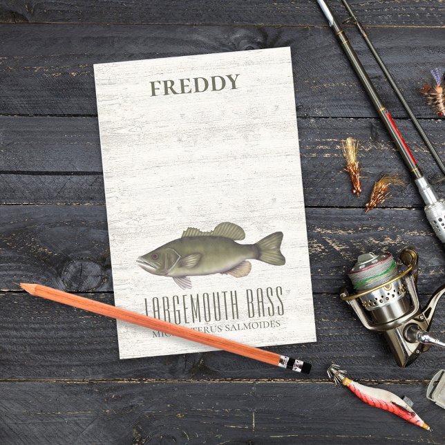 Anpassningsbarna Rustic Wood Nature Fisherman Bass Post-it Block (Skapare uppladdad)