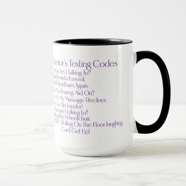anpassningsbarna ’Seniors Texting Codes’ Coffee/Te Mugg (Höger)