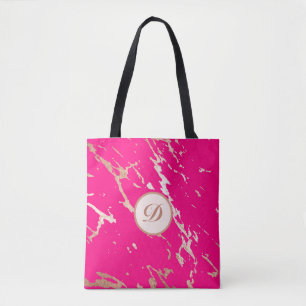 Anpassningsbarna shock rosa & Guld Monogram Tygkasse