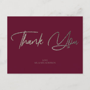 Anpassningsbarna silver Glitter & Burgundy Chic Ta Vykort