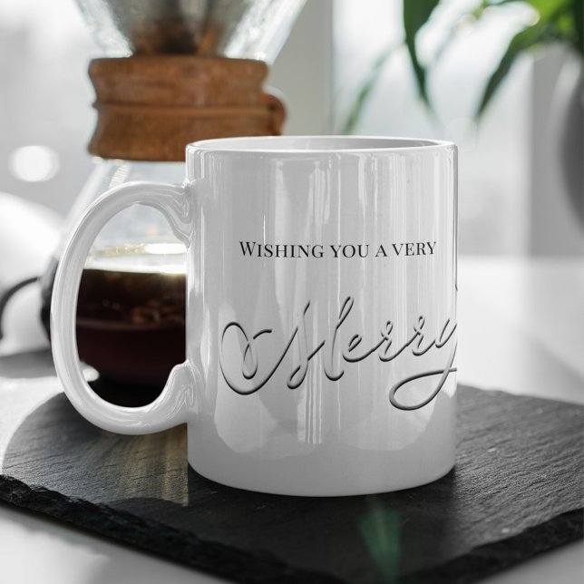 Anpassningsbarna silver God jul Kaffemugg (Wishing you a Merry Christmas custom holiday mug)