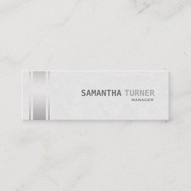 Anpassningsbarna silver Rand White Leather Profess Mini Visitkort (Framsida)