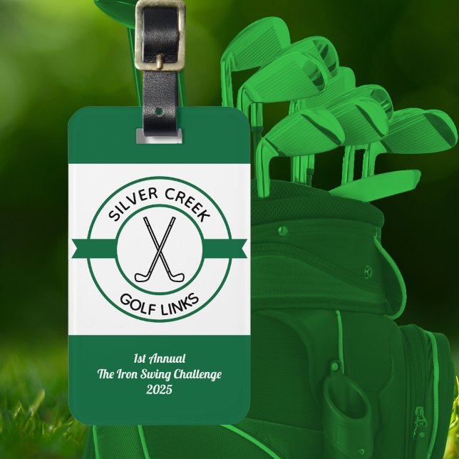 Anpassningsbarna Skapar din egen Golf-turnering Bagagebricka (Personalized golf luggage tags for tournaments, clubs & outings. Perfect gifts and event giveaways.)