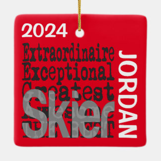 Anpassningsbarna Skier Extraordinaire Julgransprydnad Keramik