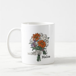 Anpassningsbarna Skull Flower Bouquet Halloween Kaffemugg