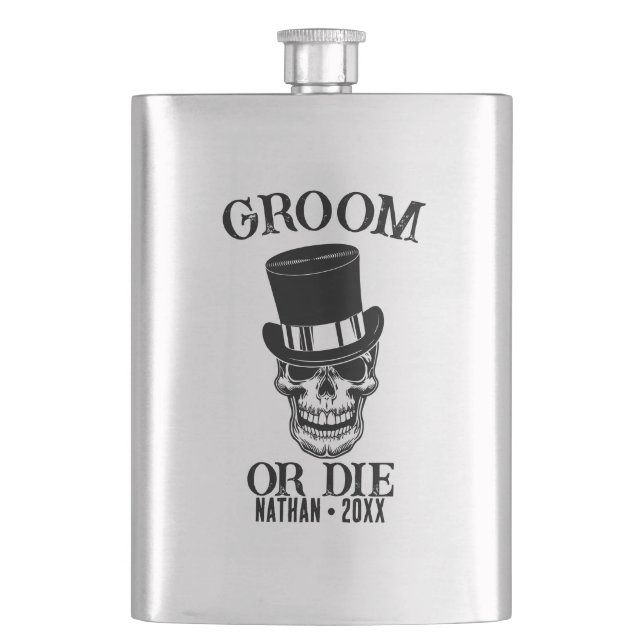 Anpassningsbarna Skull för Gothic Bröllop Bachelor Fickplunta (Framsidan)