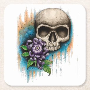 anpassningsbarna "Skull och Morsa" Designer Drink Underlägg Papper Kvadrat