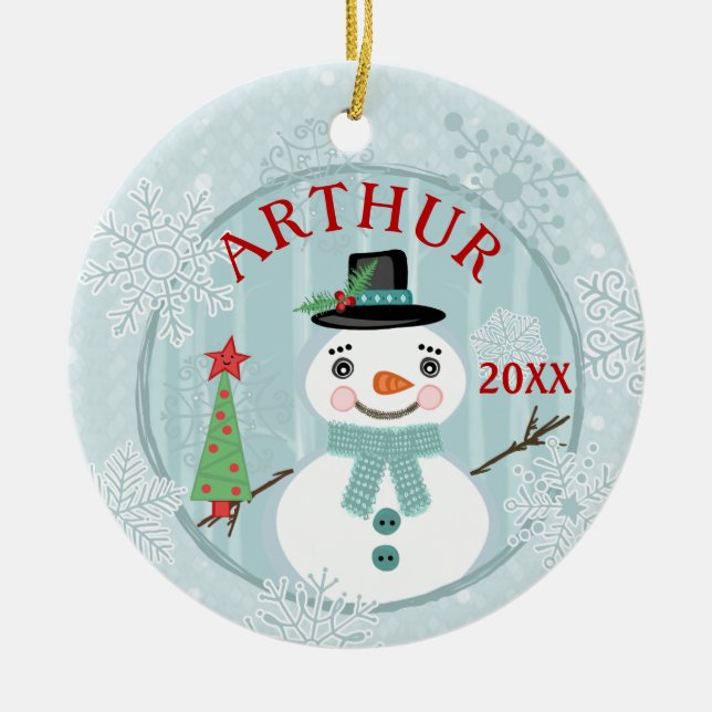 Anpassningsbarna Snögubbar Glad helg jul Julgransprydnad Keramik (Framsidan)