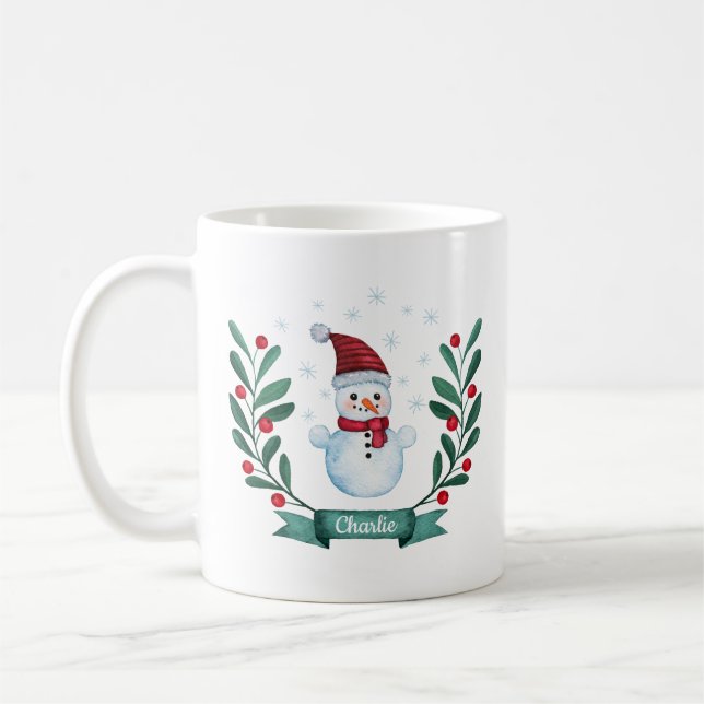 Anpassningsbarna Snögubbe i julfärgen  Kaffemugg (Vänster)