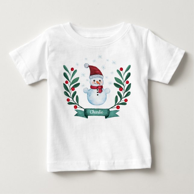 Anpassningsbarna Snögubbe i julfärgen  T Shirt (Framsida)