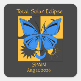 Anpassningsbarna Solar Eclipse Butterfly Fyrkantigt Klistermärke