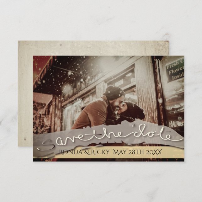 anpassningsbarna "Spara datum" Fotodatum Bröllop Spara Datumet (Fram/baksida)