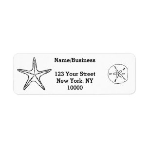Anpassningsbarna Starfish Sand Dollar Returadress Etikett