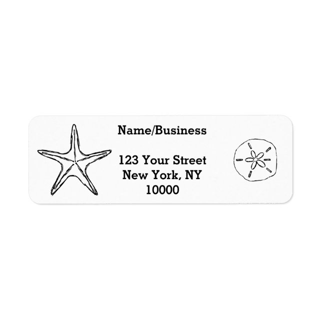 Anpassningsbarna Starfish Sand Dollar Returadress Etikett (Framsidan)