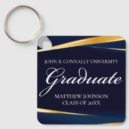 Anpassningsbarna Studenten, blå Guld-geometrisk fo Nyckelring