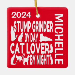 Anpassningsbarna Stump Grinder Kärlek Cats Julgransprydnad Keramik