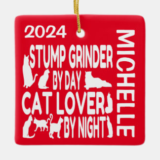 Anpassningsbarna Stump Grinder Kärlek Cats Julgransprydnad Keramik