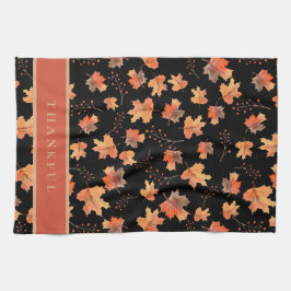 Anpassningsbarna Svart för höstmönstret guld Löv Kökshandduk