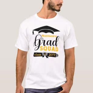 Anpassningsbarna Svart och Gult Text Manar Vit rad T Shirt