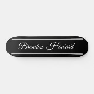 Anpassningsbarna Svartvit Namn med enkel Elegant Mini Skateboard Bräda 18,5 Cm