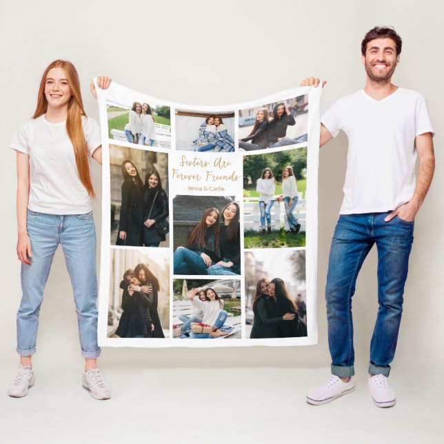 Anpassningsbarna Syster för Vänner Photo Collage Fleecefilt (På plats)