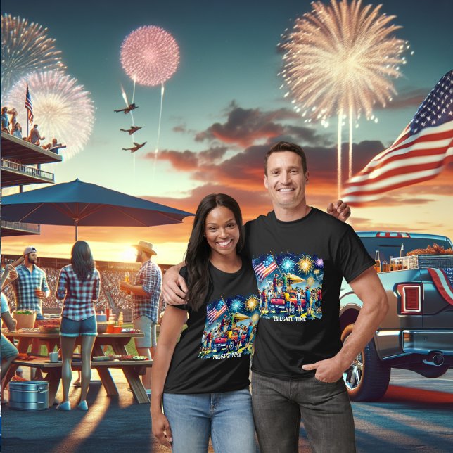 Anpassningsbarna Tailgate Time Party Lastbil Firew T Shirt (Tailgate Time  T- Shirts with Fireworks and American Flag)