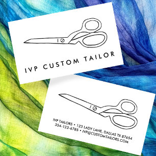Anpassningsbarna Tailor Fabric Sissors Chic Line T Visitkort