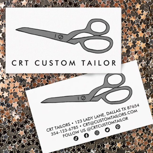 Anpassningsbarna Tailor Fabric Sissors Chic Line T Visitkort (Skapare uppladdad)
