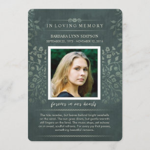 Anpassningsbarna Teal Blommigt Photo Dikt - tackko Tack Kort