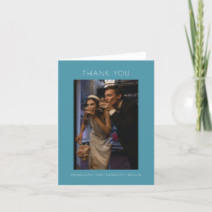Anpassningsbarna Teal Blue Bröllop i modern Elegan Tack Kort