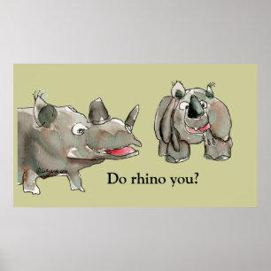 Anpassningsbarna tecknad Rhino Poster Skriv ut