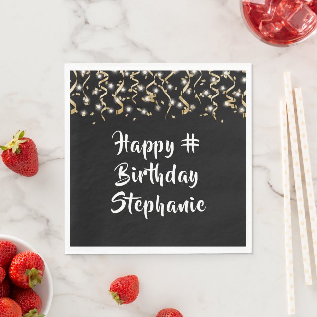 Anpassningsbarna Text för svart Guld-konfetti-strö Pappersservett (Insitu)