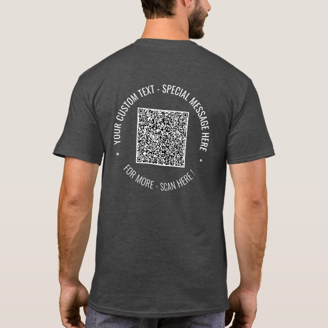 Anpassningsbarna Text T-Shirt för QR-kodsökning (Baksida)