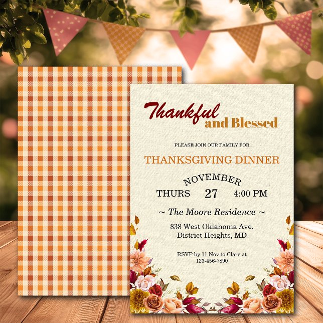 Anpassningsbarna thanksgiving Friendsgiving Blommi Inbjudningar (Skapare uppladdad)