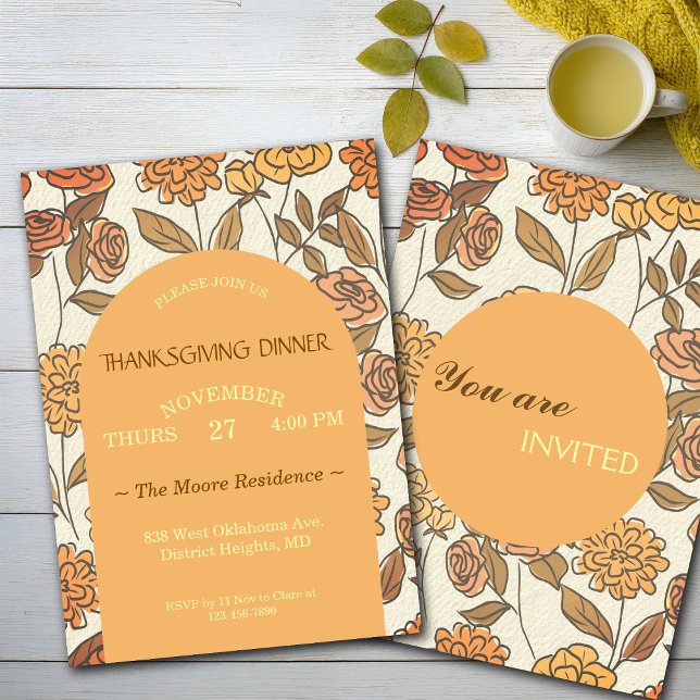Anpassningsbarna thanksgiving Friendsgiving Blommi Inbjudningar (Skapare uppladdad)
