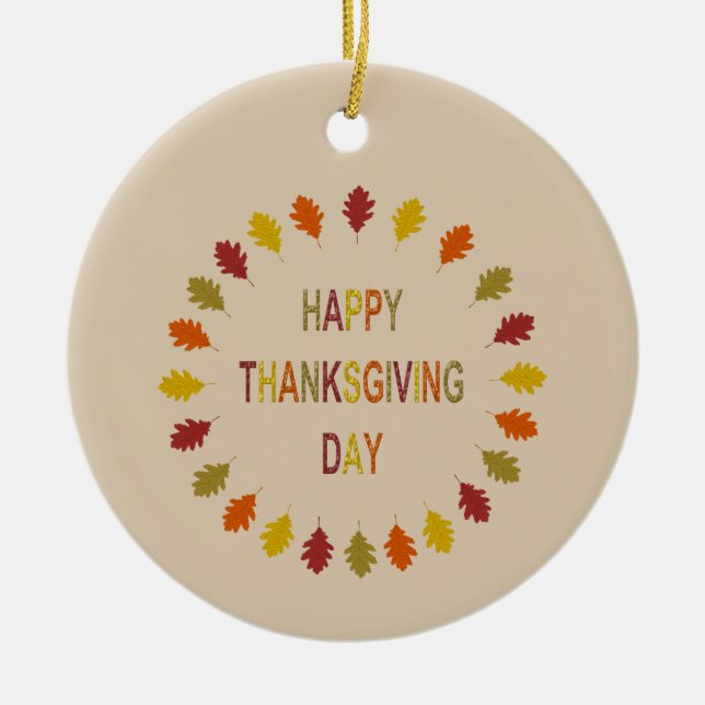 Anpassningsbarna thanksgiving Oak Löv Julgransprydnad Keramik (Framsidan)