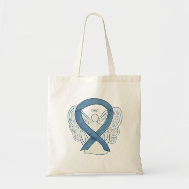 Anpassningsbarna Tote Bag för denim Awareness Ribb Tygkasse (Framsidan)