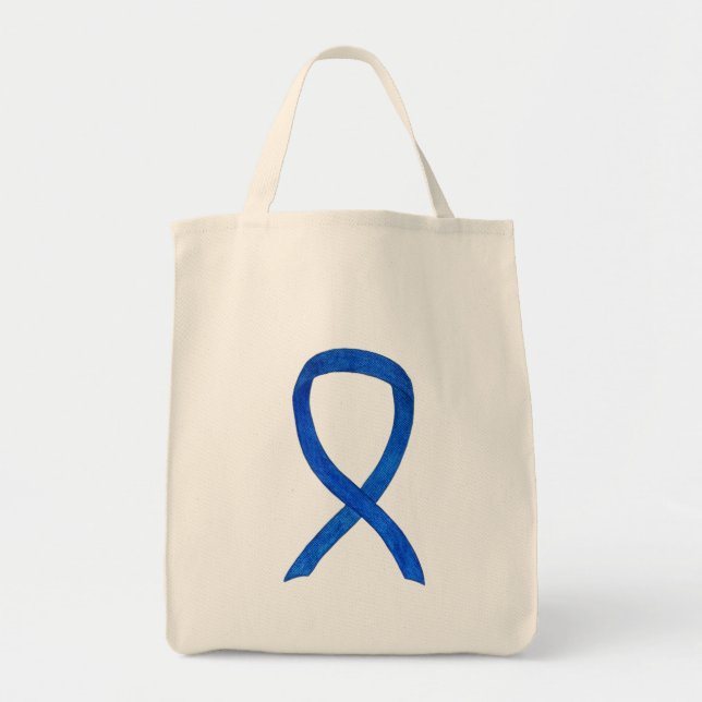 Anpassningsbarna Tote Bag för denim Awareness Ribb Tygkasse (Framsidan)