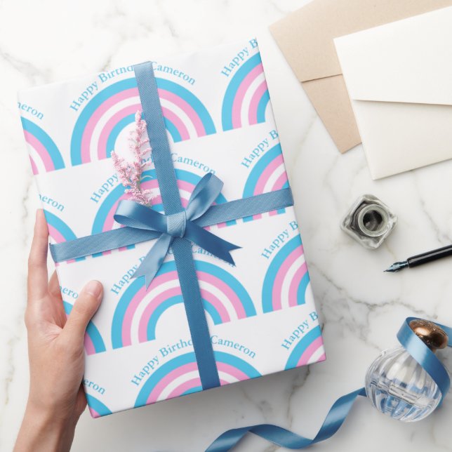 Anpassningsbarna Transgender Rainbow Pride Flagga  Presentpapper (Gifting)