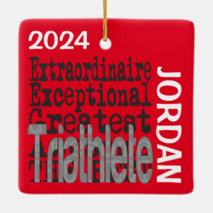 Anpassningsbarna Triathlete Extraordinaire Julgransprydnad Keramik