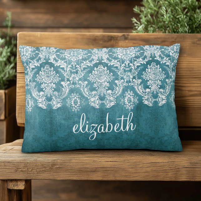 Anpassningsbarna Turcos Grungy Damask Pattern Prydnadskudde (Custom Pillow)