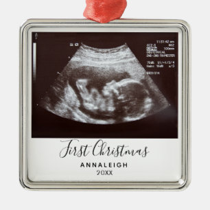 Anpassningsbarna Ultraljudsfoto, första julens Gra Julgransprydnad Metall