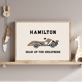 Anpassningsbarna vintage Tävling Car Neutralt Boys Poster