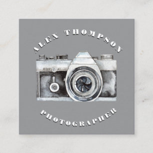Anpassningsbarna Watercolor Camera Photography Len Fyrkantigt Visitkort