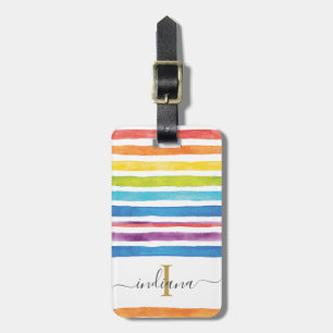 Anpassningsbarna Watercolor Rand Monogram Script Bagagebricka