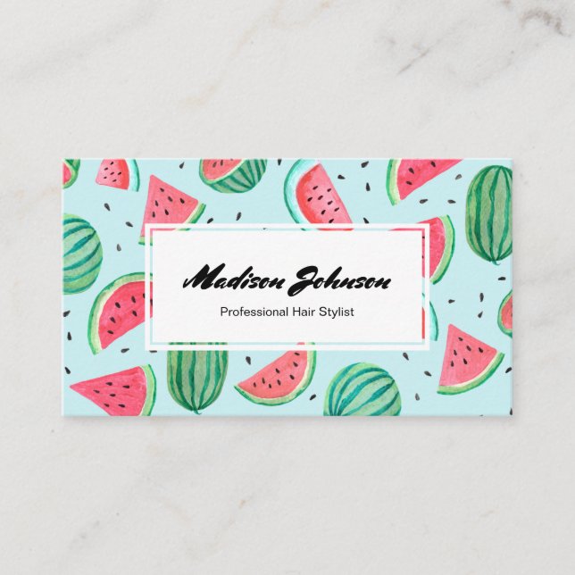 Anpassningsbarna Watermelon Fruit Monogram | AFFÄR Visitkort (Framsida)