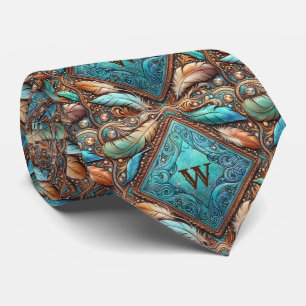 Anpassningsbarna western läderutskrift och fjädrar slips