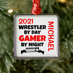 Anpassningsbarna Wrestler Kärlek spelar videospel Julgransprydnad Metall