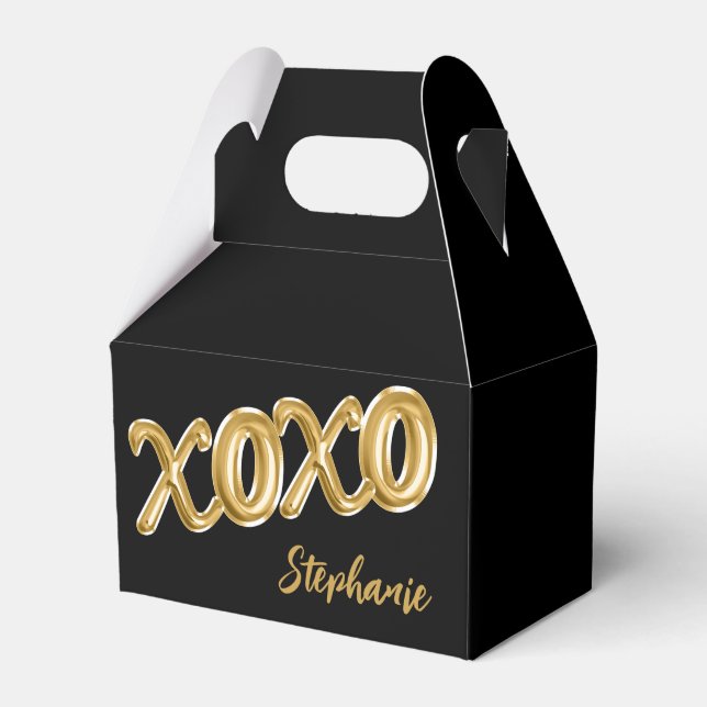 Anpassningsbarna XOXO Black Gold Foil Balloon för  Presentaskar (Framsidan Sidan)