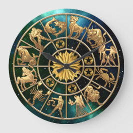 Anpassningsbarna Zodiac Signs Femmedlems Family Gu Stor Klocka